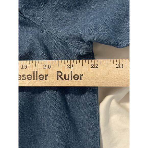 Draper James RSVP Denim Dress Womens Size‎ Medium Blue Jean Sheath Mini Ruffle - Picture 7 of 8